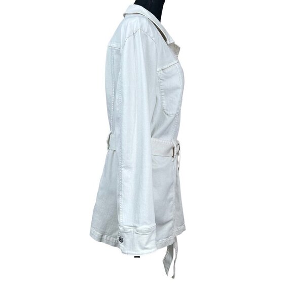j. jill White Removeable Tie Button Front Utility Jacket Size L - Picture 3 of 14